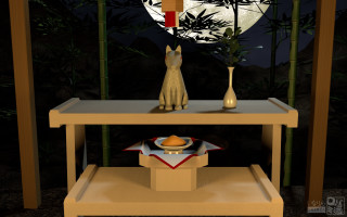 Cat statue wooden shelf vase - blender free wallpaper
