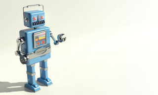 Blue robot white background shadow - les automatiste free wallpaper