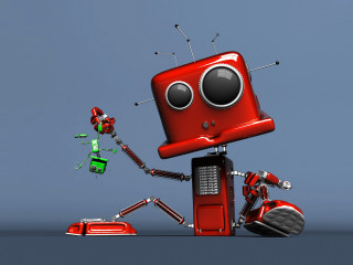Red robot green robot legs - a red robot free wallpaper