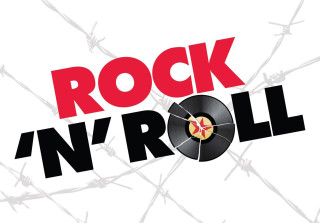 Rocknroll barbedwire vinylrecord logo image - international typographic style free wallpaper for desktop