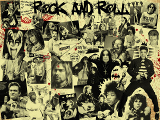 Rock roll band members collage - post grunge free wallpaper