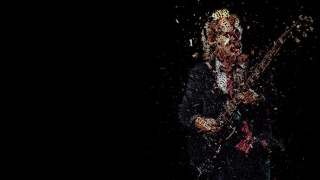 Man guitar debris black background - generative free wallpaper