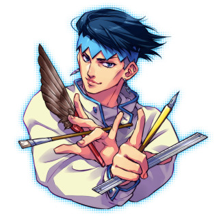 Man blue hair bow arrow - blue hair holding free wallpaper