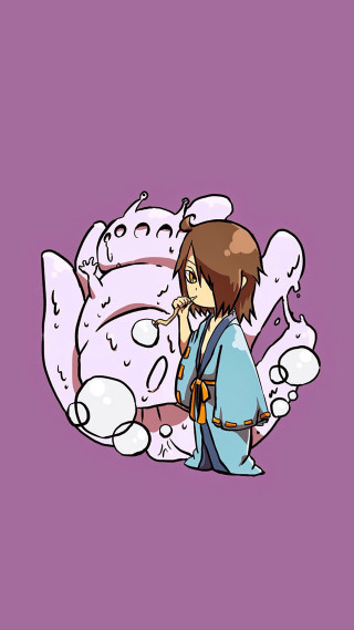 Cartoon character purple background image - sticker free wallpaper