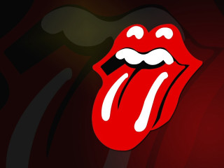Red white tongue black background - tongue free wallpaper