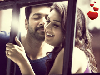 Man woman window smiling hearts - movie still frame free wallpaper