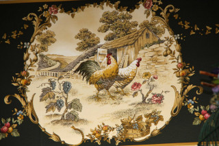 Rooster chickens wall flowers vines - earnst haeckel free wallpaper