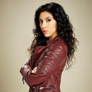 Woman red leather jacket araceli - tachisme free wallpaper