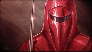 Red hooded figure staff antipodeans - a staff free wallpaper