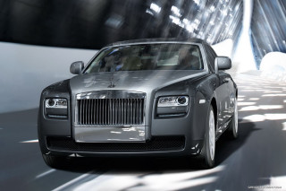 Silver car driving street building 4 - a large window free wallpaper