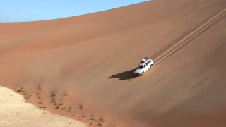 White truck desert sky grass - video art free wallpaper