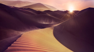 Desert sunset mountains sand dunes - amir zand free wallpaper