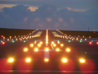 Runway lights plane night sky - the runway free wallpaper