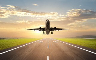 Jetliner runway sunset dawn plane - turnaround free wallpaper