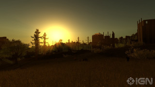 Sunset city trees person walking 2 - tall building and trees free wallpaper