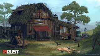 Barn thatched roof woman laying - the ground in front free wallpaper