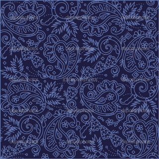 Blue bandanna paisley silkscreen feathers - the edge free wallpaper