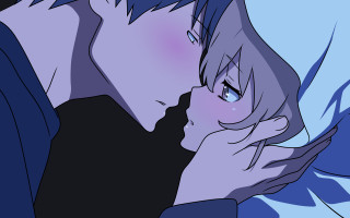 Couple kissing bed blue eyes - a bed together free wallpaper