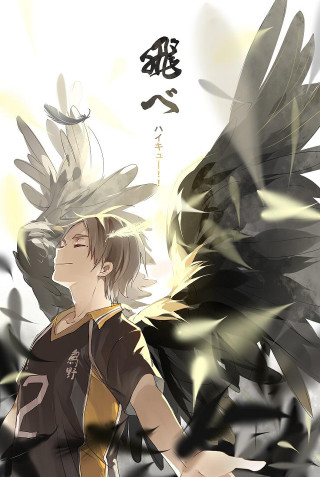 Man black yellow shirt wings - bird free wallpaper