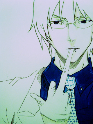 Man glasses hush sign drawing - a finger free wallpaper