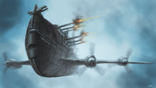 Ship smoke flames painting hull - a painting of a ship free wallpaper