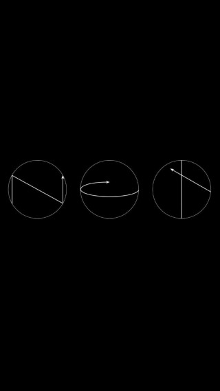 Black background three circles line - a minimalist painting free wallpaper