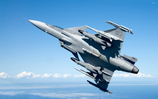 Fighter jet blue sky clouds 12 - cloud below free wallpaper
