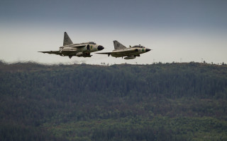 Military jets flying forest cloudy - matte finish free wallpaper