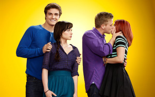 Group people yellow background woman 2 - the man free wallpaper