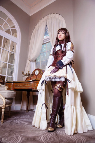 Woman costume room desk chair - steampunk free wallpaper