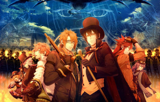 Anime characters sky background clouds 4 - a jigsaw puzzle free wallpaper for desktop