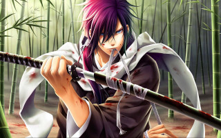Anime character sword bamboo forest 3 - blood free wallpaper
