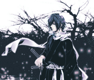 Man sword snowy night japanese - a black outfit holding free wallpaper