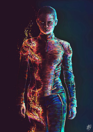 Neon body suit skateboard cyberpunk - dystopian art free wallpaper