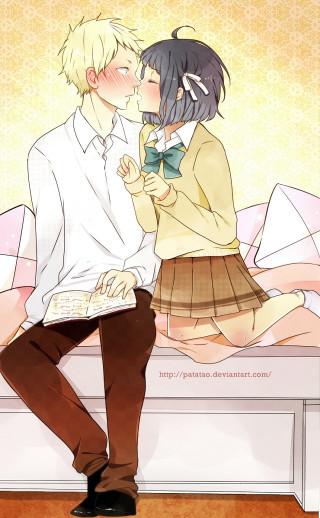 Couple kissing bed book lap - bálint kiss free wallpaper