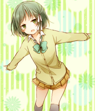 Green hair girl bow tie - her leg free wallpaper