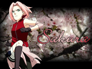 Sakura pink hair red dress - video art free wallpaper