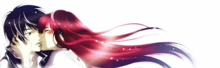 Redhair woman blueeyes man kiss - long red hair free wallpaper