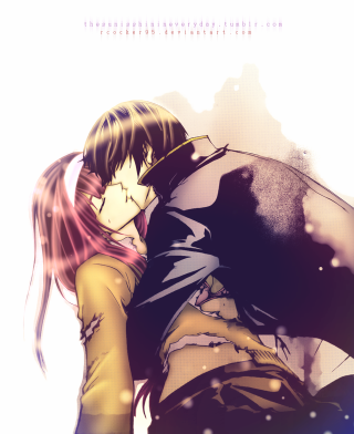 Anime couple hugging snow falling - neoromanticism free wallpaper
