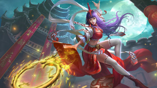 Woman red dress fireball castle - a castle free wallpaper