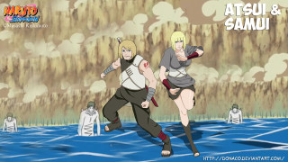 Cartoon people running water mountain - two person free wallpaper