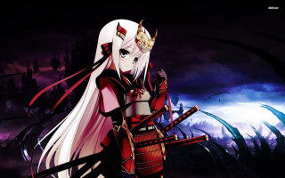 Woman red white outfit sword 2 - a castle free wallpaper