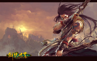 Man sword snake mountain sky - chris rahn free wallpaper