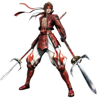Man red white outfit swords - his hand free wallpaper