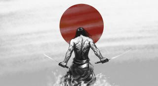 Man sword red circle sword - ukiyoe free wallpaper