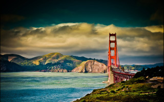 Golden gate bridge bay mountains - a view free wallpaper