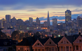 City skyline clock tower dusk 7 - dusk free wallpaper