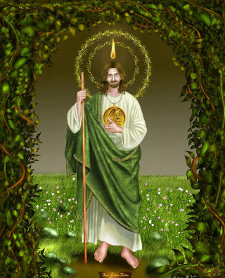 Jesus golden coin ivy archway - golden free wallpaper