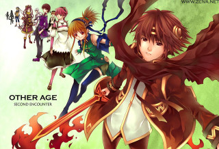 Anime characters green background white 2 - a white border free wallpaper