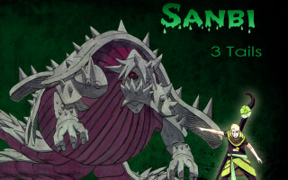 Cartoon character sword demon green - a green background free wallpaper